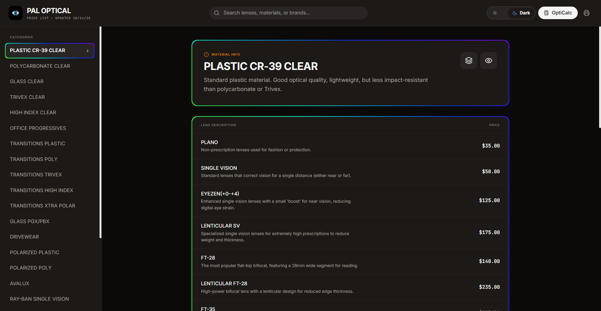 Interactive Price List screenshot 1